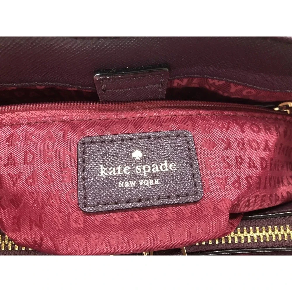 Kate Spade Evangelie Laurel Way Satchel Crossbody Mahogany‎ Burgundy Purple EUC